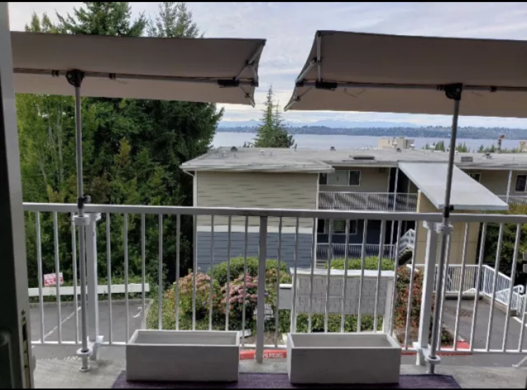 Balcony Patio Umbrella Bracket + stainless steel hardware. Removable/no damage