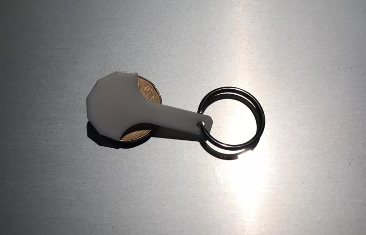 Shopping Cart Key Keychain (LOONIE) With 1” Stainless Steel Keyring - 5 Pcs