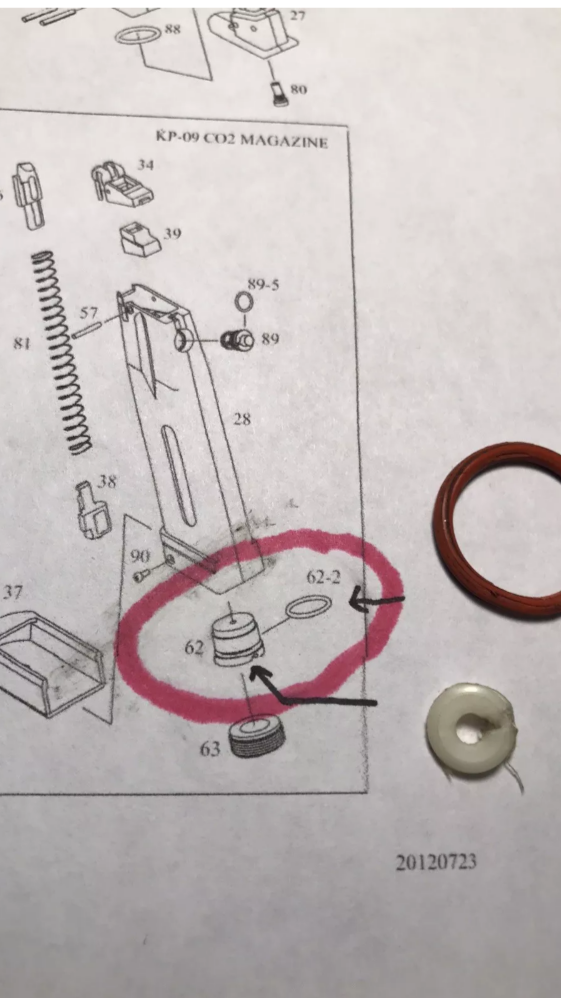 KJ Works KP-09 SP-01 Co2 Bottle Seal Kit. Airsoft Seals made from Ninjatek TPU